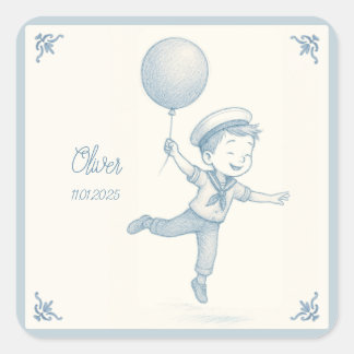Custom personalized baby boy name square sticker