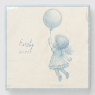 Custom personalized baby girl name stone coaster