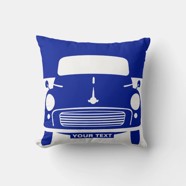 Custom Personalized blue Morris Minor cushion (Front)