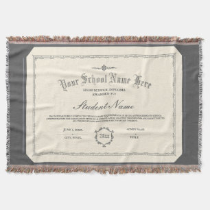 Custom Personalized Diploma Traditional Charcoal Throw Blanket