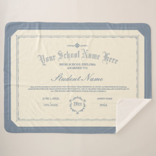 Custom Personalized Diploma Traditional Soft Blue Sherpa Blanket