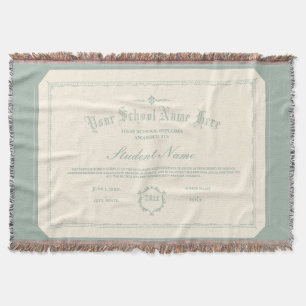 Custom Personalized Diploma Traditional Soft Green Throw Blanket