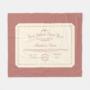 Custom Personalized Diploma Traditional Soft Red Fleece Blanket