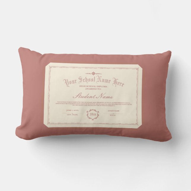 Custom Personalized Diploma Traditional Soft Red Lumbar Cushion (Front)