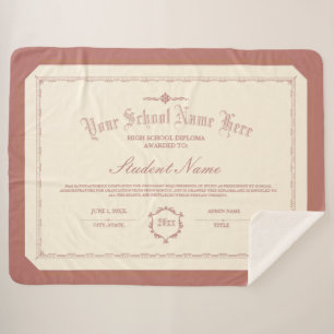 Custom Personalized Diploma Traditional Soft Red Sherpa Blanket