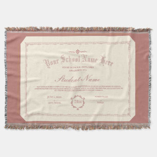 Custom Personalized Diploma Traditional Soft Red Throw Blanket