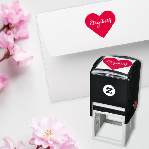 Custom Personalized Elegant Script Name Heart Love Self-inking Stamp