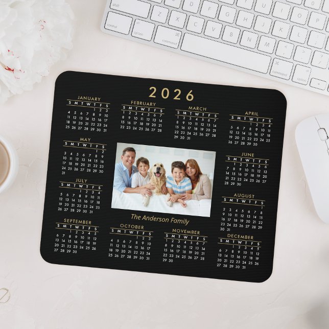 Custom Personalized Family Photo 2026 Calendar Mouse Pad (Creator Uploaded)