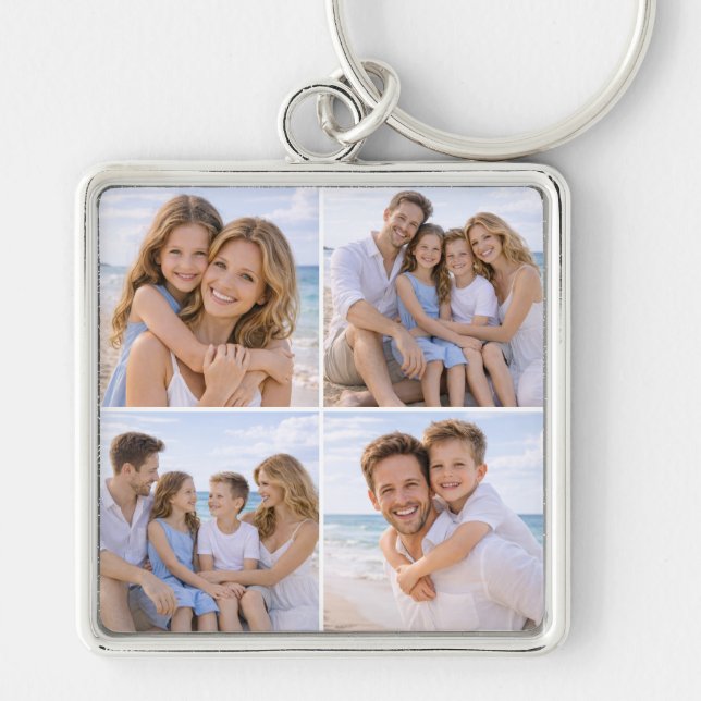 Custom Personalized Family Photo Key Ring (Front)