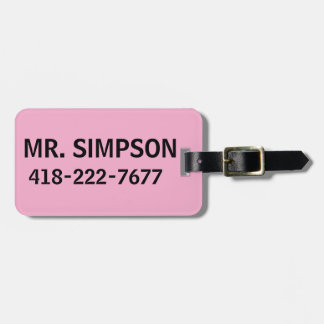 CUSTOM PERSONALIZED LUGGAGE PINK TAG