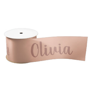 Custom Personalized Name Cute Rose Gold Satin Ribbon