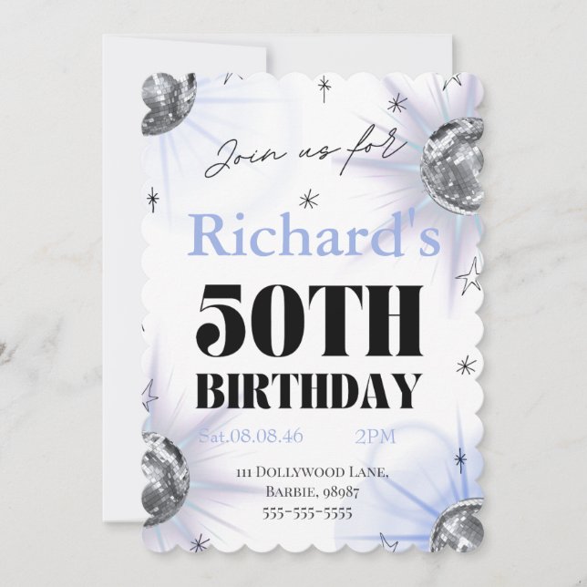 custom personalized photo 50th  instant download  save the date (Front)