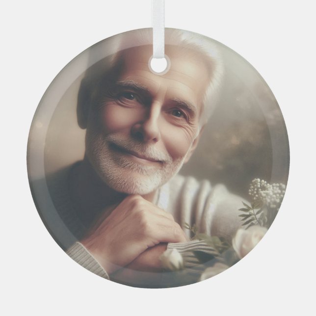Custom Personalized Photo Glass Tree Decoration (Front)