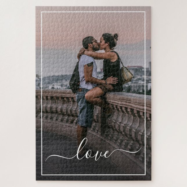 Custom Personalized Photo Simple Love Quote Text Jigsaw Puzzle (Vertical)