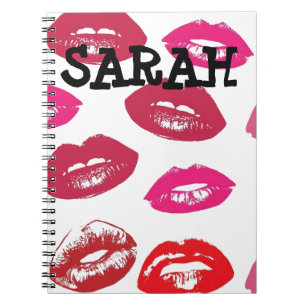 CUSTOM PERSONALIZED RED LIPS KISS NOTEBOOK