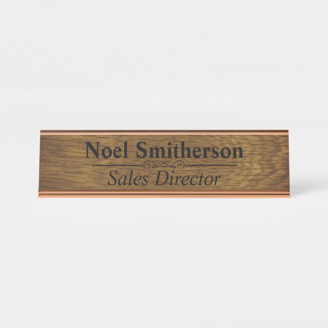 Custom Personalized Wood Effect Desk Nameplate (Front)