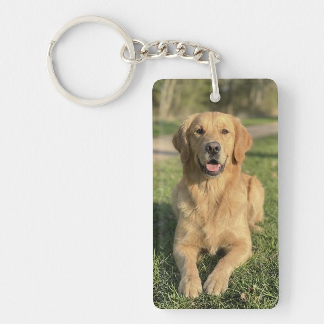 Custom Pet 2 Photo Dog Lover Keepsake Key Ring (Front)
