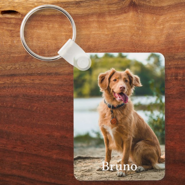 Custom Pet 2 Photo Name Keepsake Dog Lovers  Key Ring (Front)