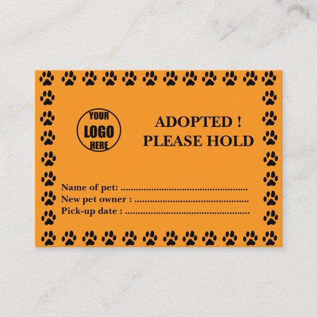 Custom Pet Adoption Certificate Photo & Name (Front)
