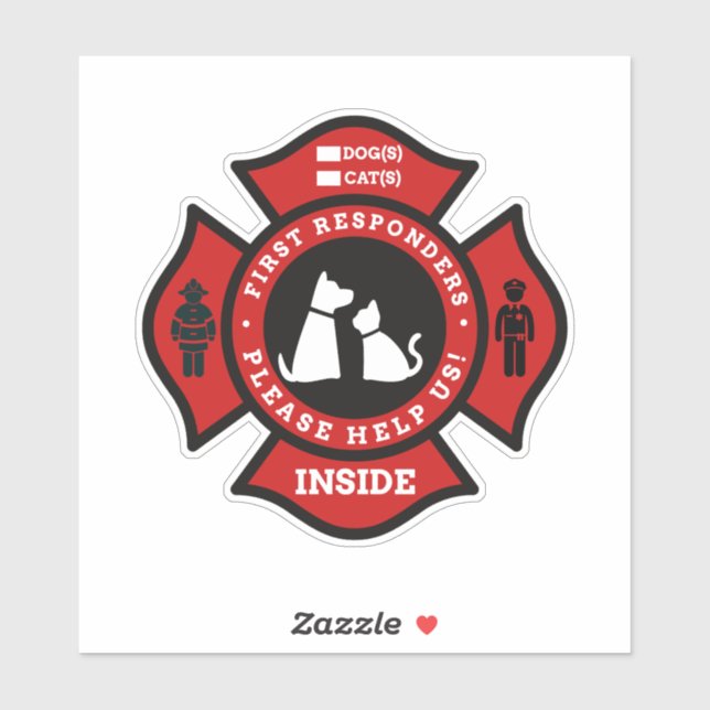 Custom Pet Alert Sticker For Number of Dogs & Cats (Sheet)