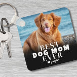 Custom Pet Best Dog Mum Photo Key Ring<br><div class="desc">Custom Pet Best Dog Mum 2 Photo keychain Keepsake Gift For Mother's Day. Create a personalised keepsake for the dog mum in your life with this custom double-sided "Best Dog Mum Ever" photo keychain! Perfect for any dog mum, dad, or pet lover, this keychain allows you to showcase your furry...</div>