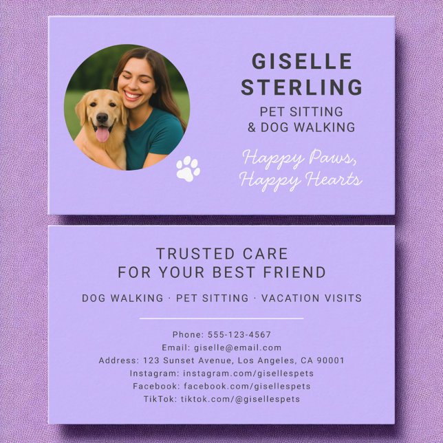 Custom Pet Care Professional Photo Paw Business Card (Creator Uploaded)