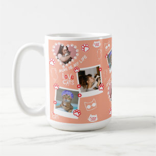 Custom Pet Cat Photo Face Collage Mug With Name