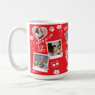 Custom Pet Cat Photo Face Collage Mug With Name 