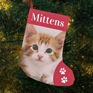 Custom Pet Cat Photo Holiday Personalised Small Christmas Stocking