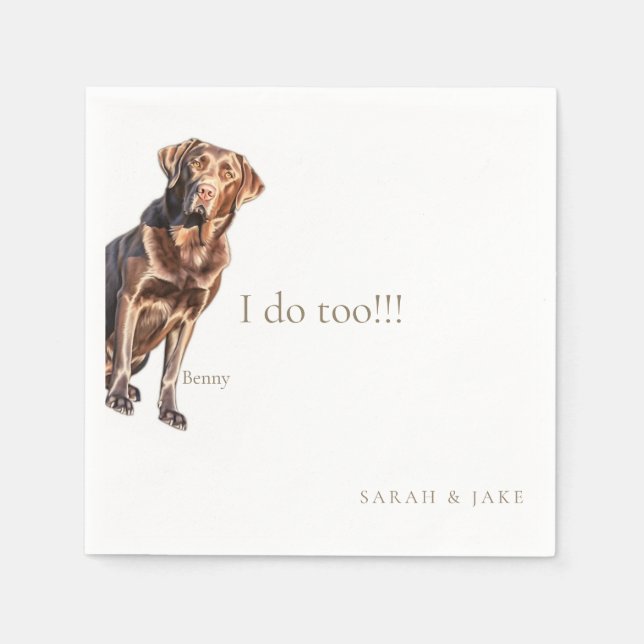 Custom Pet Chocolate Lab Wedding Napkins  (Front)