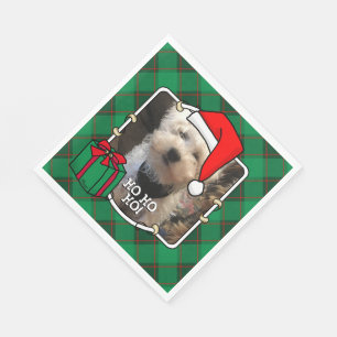 Custom Pet Christmas Photo Frame Red & Green Plaid Napkin