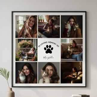 Custom Pet Collage In Loving Memory Cat Memorial Poster