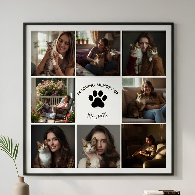 Custom Pet Collage In Loving Memory Cat Memorial  Poster (Creator Uploaded)
