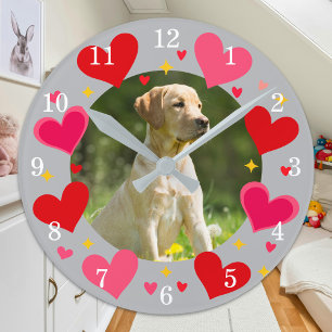 Custom Pet Dog Cat Family Photo Personalised Round Clock