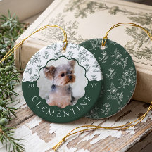 Custom Pet Dog Cat Photo Elegant Vintage Floral