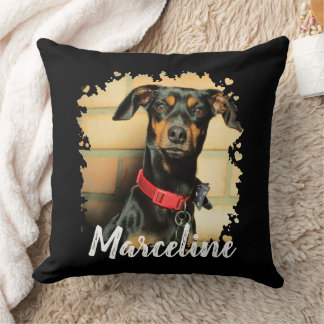 Custom Pet Dog Cat Photo with Stylish Name Cushion