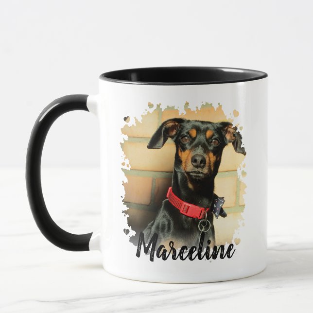 Custom Pet Dog Cat Photo with Stylish Names Mug (Custom Pet Photo Mug)