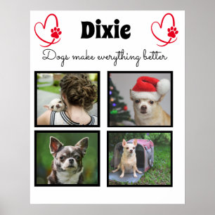 Custom pet dog lover 4 photo collage poster