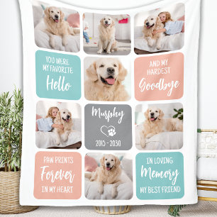 Custom Pet Dog Memorial Chic Pastel Colours 7 Phot Fleece Blanket