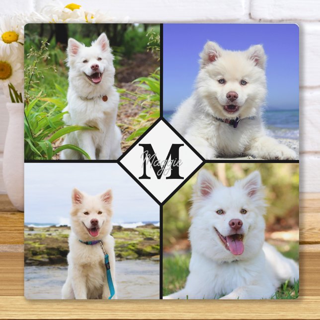 Custom Pet Dog Personalised Monogram Photo Collage Plaque (Creator Uploaded)