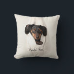 Custom Pet Dog Photo Cushion<br><div class="desc">Design features the cutest little Dachshund in a blanket.  Ideal gift idea for any occasion.</div>