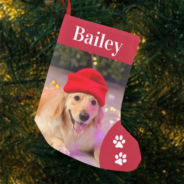 Custom Pet Dog Photo Holiday Personalized  Small Christmas Stocking (Creator Uploaded)