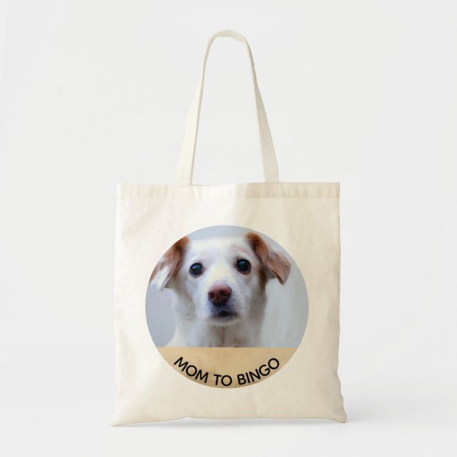 Custom Pet Dog Photo  with Name Tote Bag (Front)