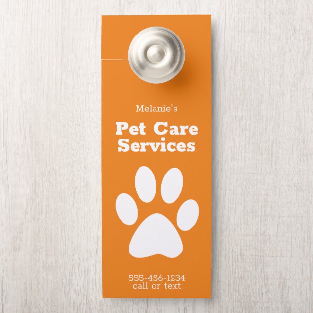 Custom Pet Dog Walking Sitting Service Door Hanger (On Knob)