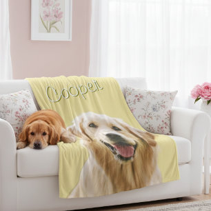 Custom Pet Face Personalized Name Dog Cat Photo  Fleece Blanket