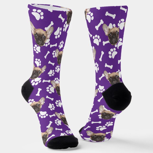 Custom Pet Face Socks Personalised Dog Lover Socks (Angled)