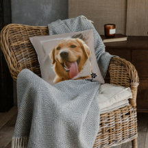 Custom Pet Friends Photo & Name Throw Pillow Gift