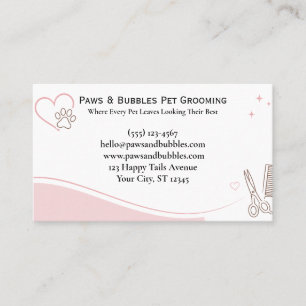Custom Pet Groomer Business Card   Elegant Pink  