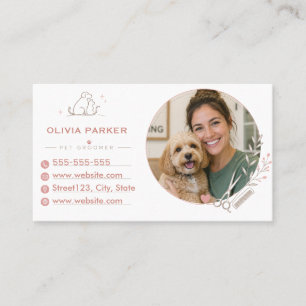 Custom Pet Groomer Business Card with Photo