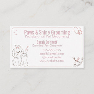 Custom Pet Groomer | Elegant Dog & Cat Grooming Business Card